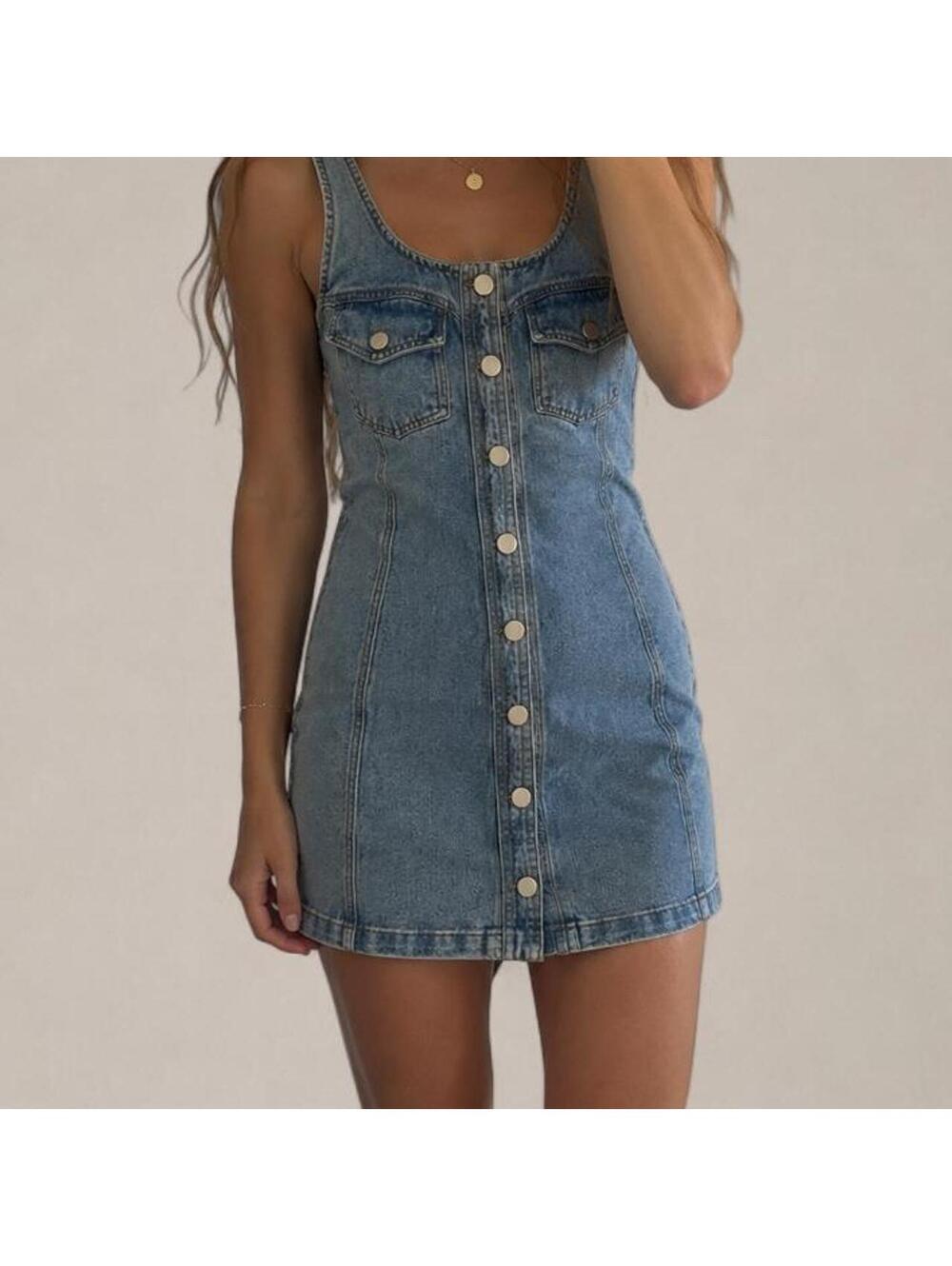 Lelis Collection Denim Button Front Mini Dress – Size Large